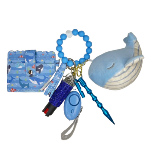 Whale Card Holder Beaded Self Defense Keychain