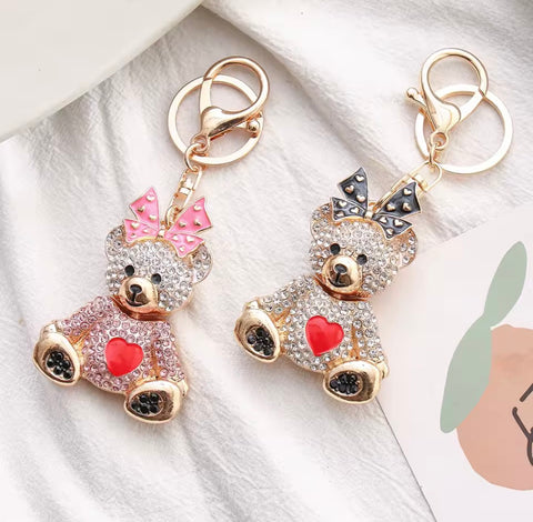 Bear Bow Bling Keychain