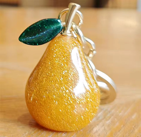 Yellow Pear Charm Keychain