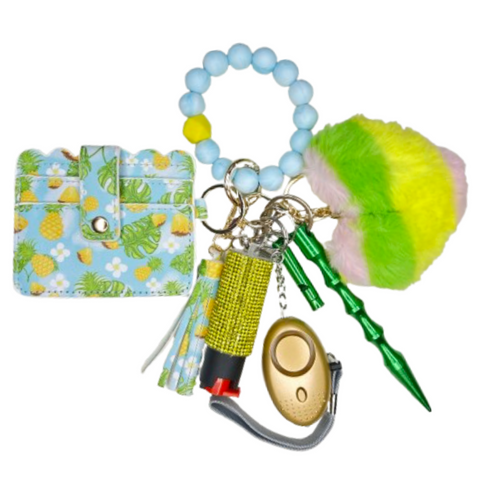 Pineapple Card Holder Beaded Self Defense Keychain