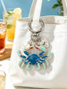 Blue Crab Heart Pearl Keychain