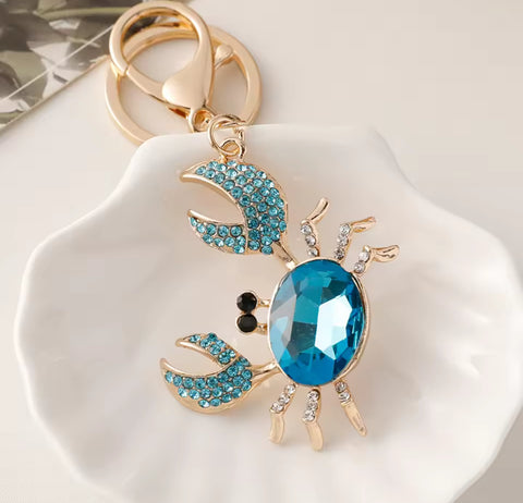 Blue Crab Gem Keychain