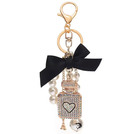 Heart Perfume Bottle Bling Keychain