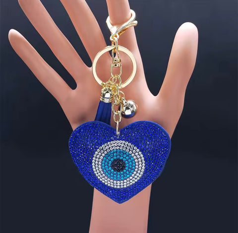 Evil Eye Heart Shaped Keychain