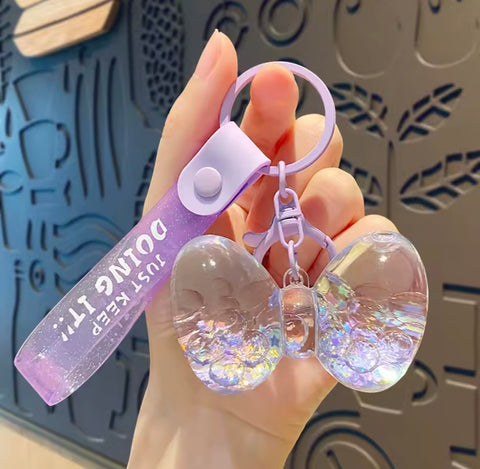 Purple Bow Liquid Keychain