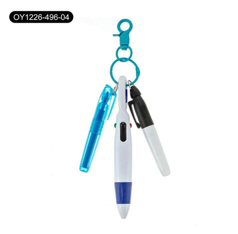 Mini Retractable Pen With Permanent Marker and Highlighter Keychain