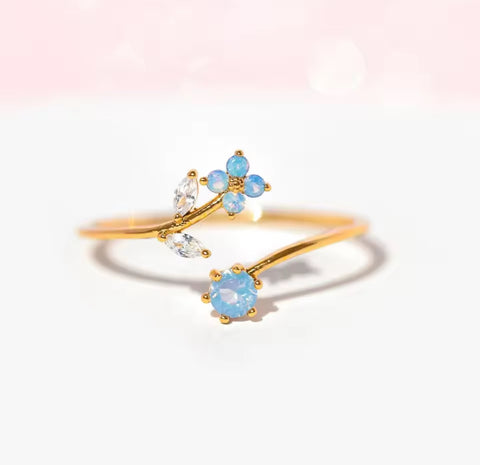 Sky Blue Flower Ring