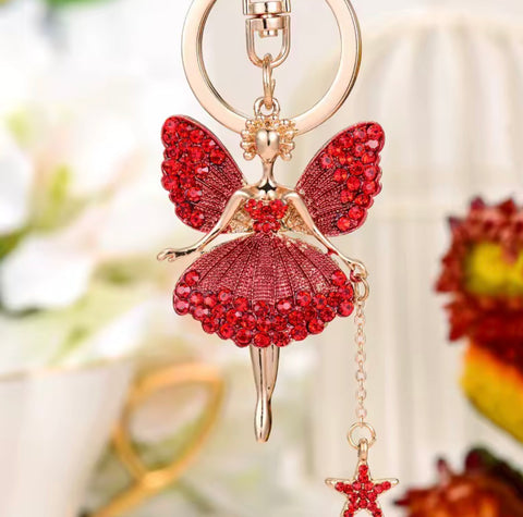Red Butterfly Fairy Keychain