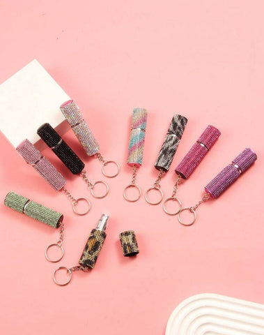 Perfume Empty Spray Bottle Bling Keychain