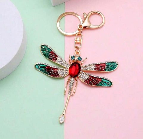 Christmas Dragonfly Keychain