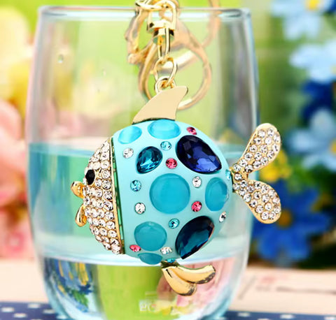 Blue Fish Gem Keychain