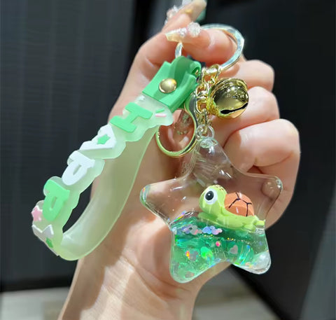 Turtle Star Liquid Keychain