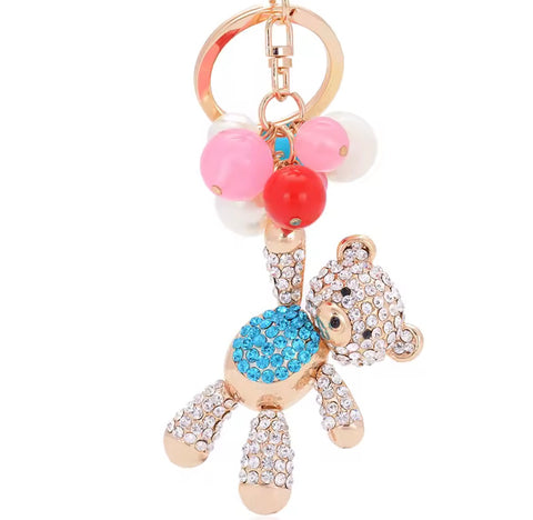 Balloon Bear Bling Keychain