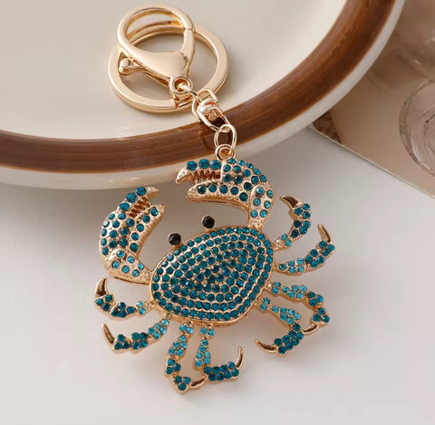 Blue Crab Charm Keychain