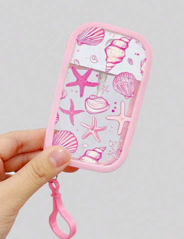 Pink Seashell Portable Spray Bottle Keychain (Empty Bottle)