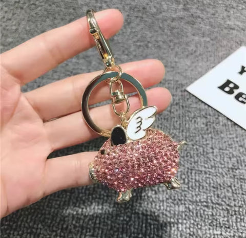 Flying Pig Bling Keychain
