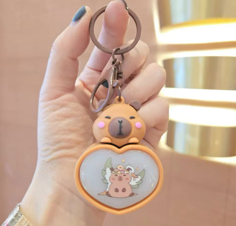 Capybara Heart Light Keychain