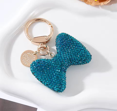 Blue Bling Bow Keychain
