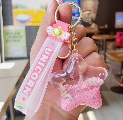Pink Starfish Liquid Keychain