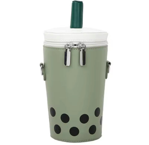 Green Matcha Boba Milk Tea Crossbody Bag