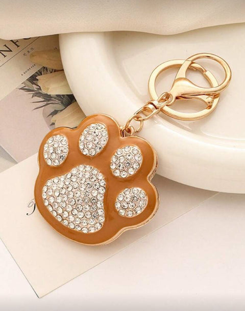 Brown Paw Bling Keychain