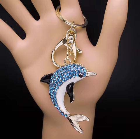 Blue Dolphin Bling Keychain
