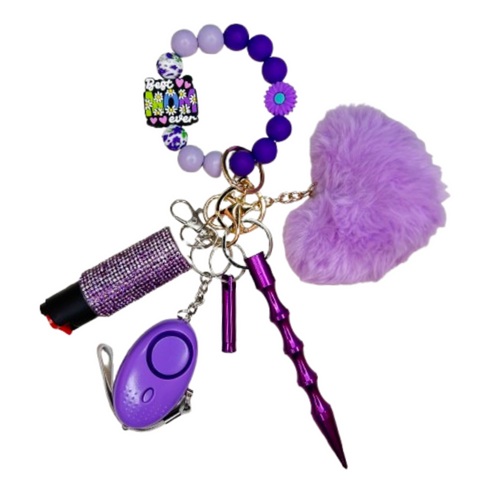 Purple Best Mom Ever Beaded Self Defense Keychain
