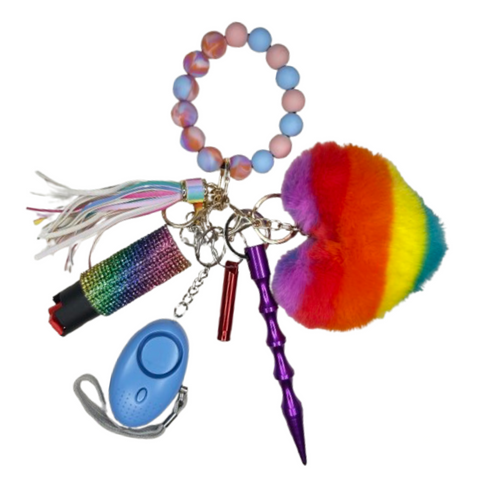 Sunset Hues Beaded Self Defense Keychain
