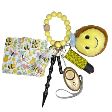 Bumblebee Card Holder Beaded Self Defense Keychain