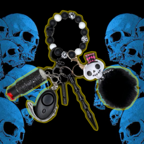 Midnight Skull Beaded Self Defense Keychain