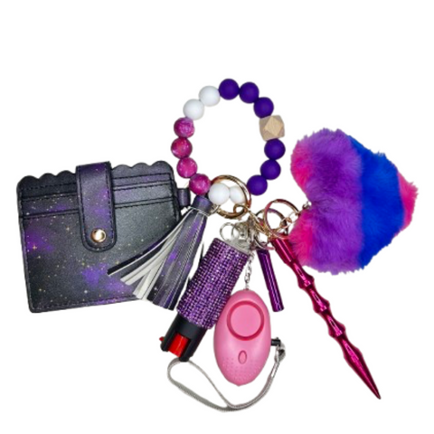 Galaxy Card Holder Beaded Self Defense Keychain