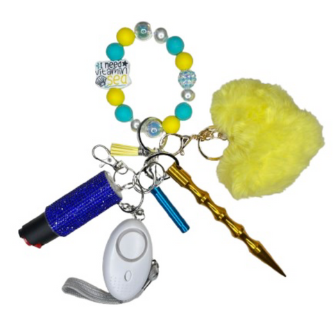 I Need Vitamin Sea Beaded Self Defense Keychain