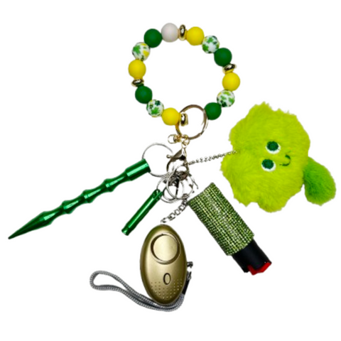St. Patrick’s Day Lucky Clover Beaded Self Defense Keychain