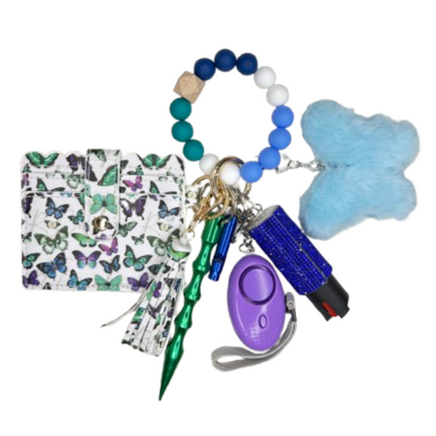 Exotic Butterflies Card Holder Beaded Self Defense Keychain