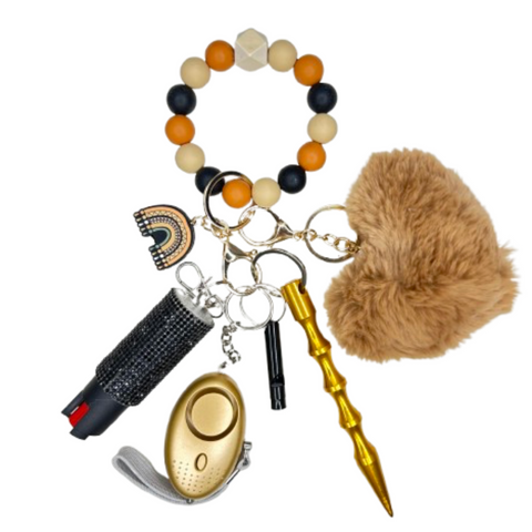 Boho Rainbow Beaded Self Defense Keychain