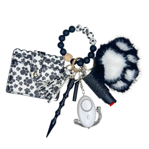 Paw Card Holder Beaded Self Defense Keychain