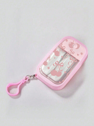 Pink Cherry Bow Portable Spray Bottle Keychain (Empty Bottle)