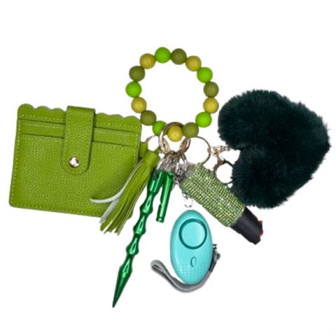 Green Card Holder Beaded Self Defense Keychain