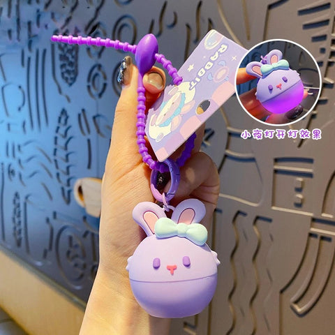 Glowing Purple Rabbit Keychain