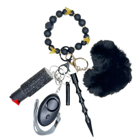 Midnight 3D Butterfly Beaded Self Defense Keychain