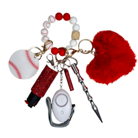 Baseball Beaded Self Defense Keychain