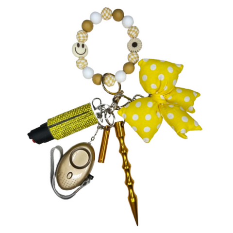 Yellow Happy Face Beaded Self Defense Keychain (Copy)