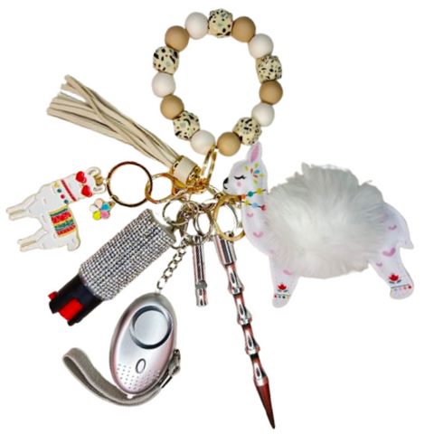 Llama Alpaca Beaded Self Defense Keychain
