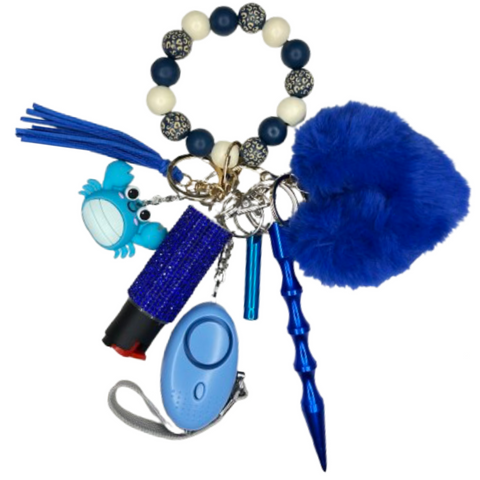 Blue Crab Beaded Self Defense Keychain
