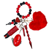 Black & Red Valentine’s Day Heart Beaded Self Defense Keychain