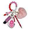 Pink Love Beaded Self Defense Keychain