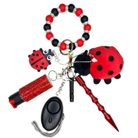 Ladybug Beaded Self Defense Keychain