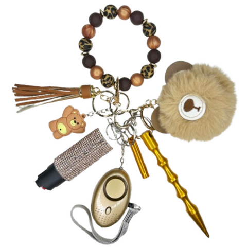 Teddy Bear Beaded Self Defense Keychain