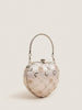 Heart Pearl Flower Clutch Handbag