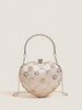 Heart Pearl Flower Clutch Handbag